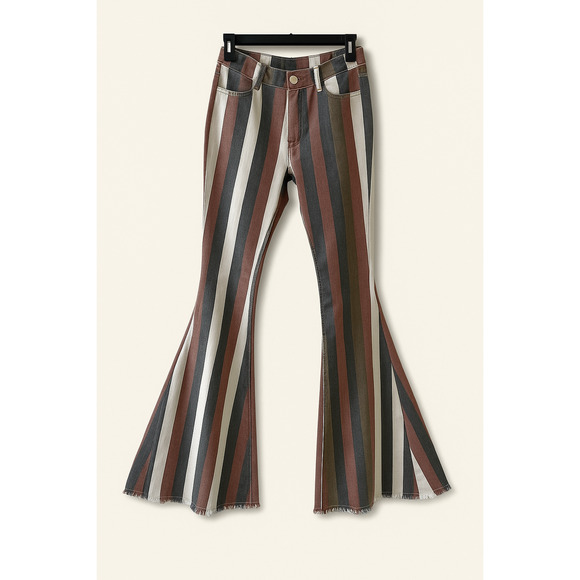Wisteria Lane 26 Bell Bottom Jeans Vintage Style Striped Boho Y2K Hippie 70's - Picture 3 of 14